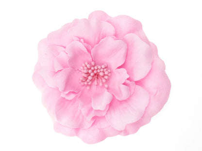 11cm Lilac Pink Layered Flat Fabric Flower 4.5cm Hair Clip Clamp