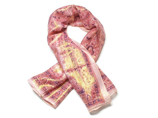 Ladies Pink Shimmer Printed Square Neck Scarf Fashion Shawl Wrap Headscarf