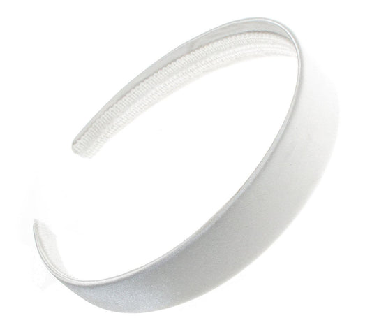 2cm White Satin Covered Plastic Alice Band Hair Band Headband No Teeth