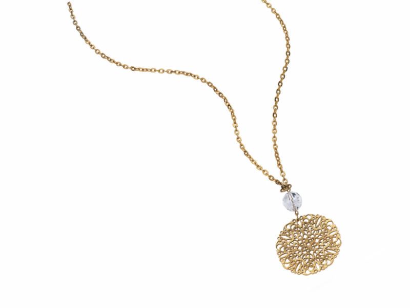 Filigree Disc Pendant Necklace Jewellery Ladies Women