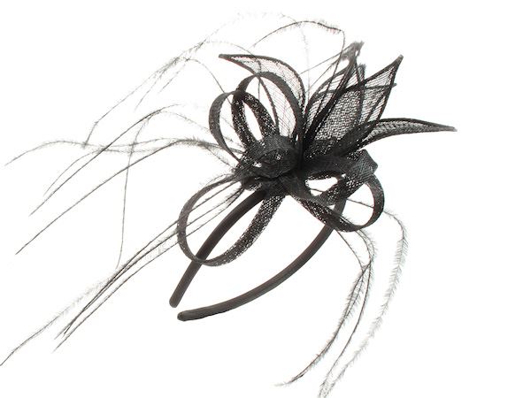 Black Sinamay Petal Loop Feather Head Band Hair Band FascinatorRaces