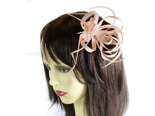 Nude Sinamay Loops Women Hat Fascinator Weddings Ladies Day Races Clip