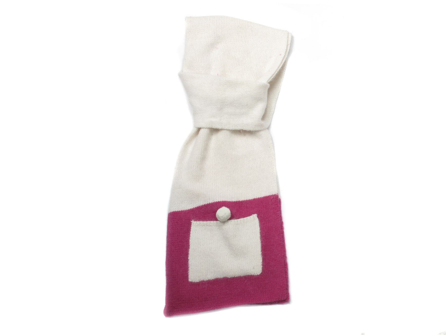 Ladies Women Warm Winter Soft Knitted Cream Pink Contrast Scarf Neck Warmer