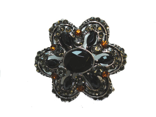 Bronze Vintage Crystal Flower Mini Hair Clip Clamp