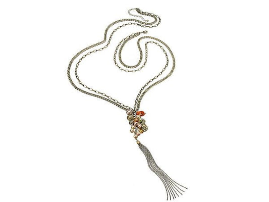 Gilt Bead and Tassel Necklace Fashion Jewellery Ladies Women