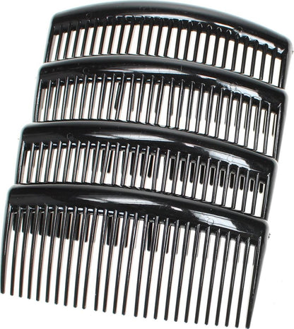 8 Pack 9cm Black Plain Side Hair Combs Slides Grips