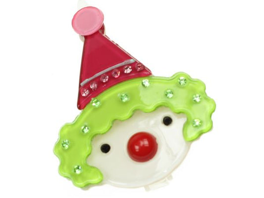 Cute Pink Lime Clown Crystal Hair Clip Grip Slide Girls Womens Accessory