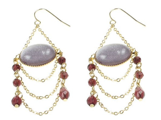 Ladies Purple Vintage Crystal Dangle Earrings Womens Ladies Girls