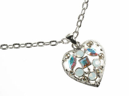 Women Silver Crystal Heart Pendant Necklace Jewellery Ladies Women