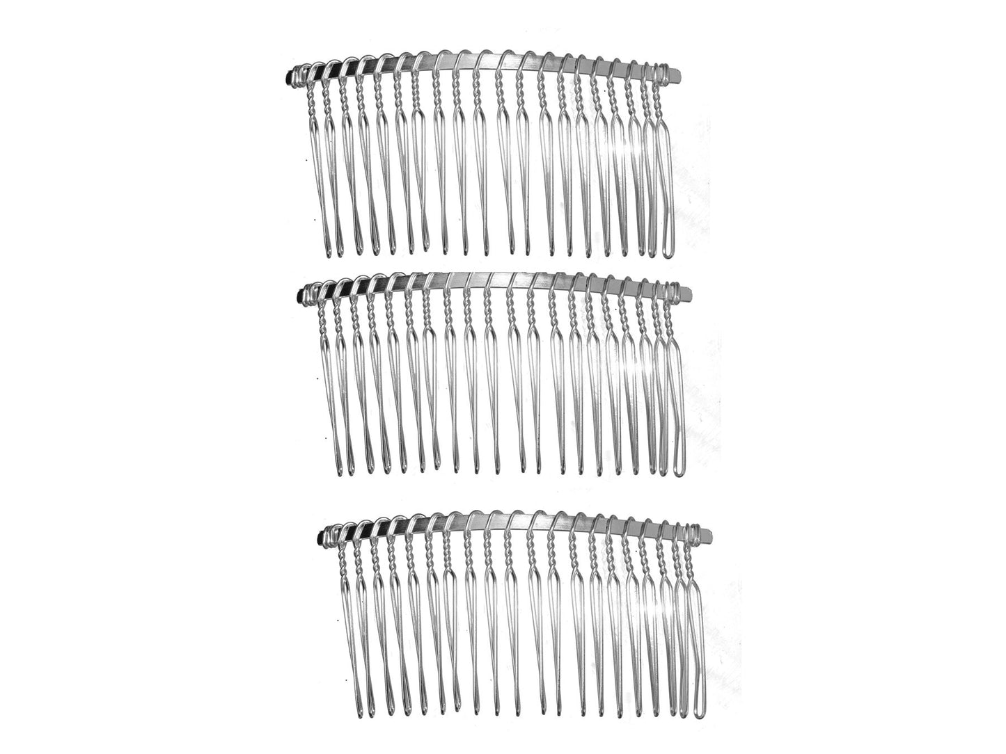 3 Silver Side Hair Combs