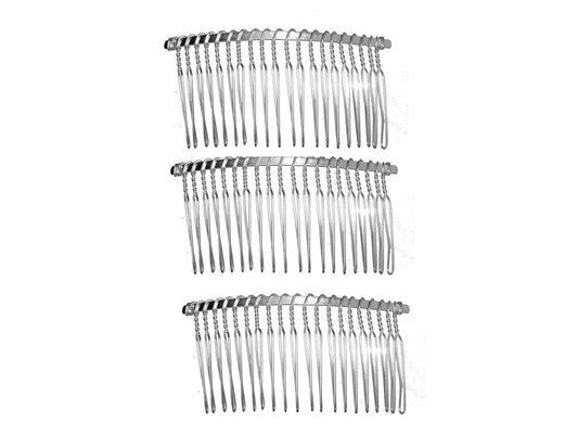 3 Silver Side Hair Combs