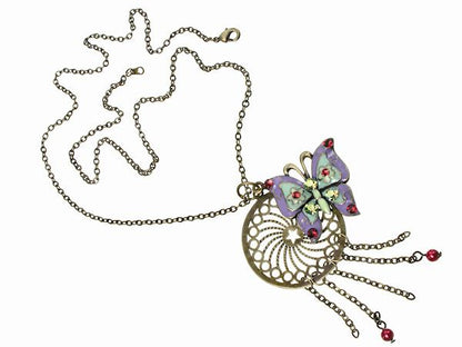 Crystal Lilac Butterfly Charm Pendant Necklace Jewellery Ladies Women