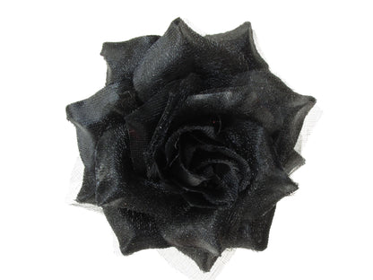 Black Rose Hair Flower Hair Clip Clamp Grip Fascinator Hair Slide Hair Grip