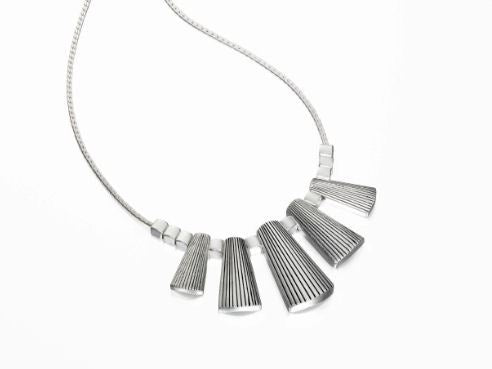 Fiorelli Silver Worn Textured Bar Necklace Fashion Jewellery Ladies Women