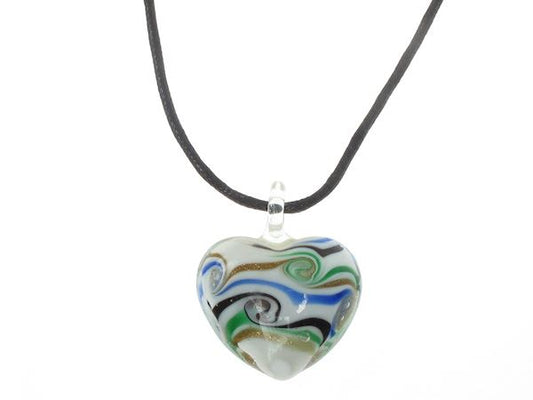 Green Swirl Heart Pendant Necklace Jewellery Ladies Women