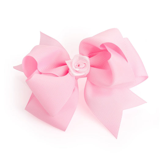 Big Large Pink Fabric Ribbon Bow 4.5cm Alligator Jaw Beak Hair Clip Slides