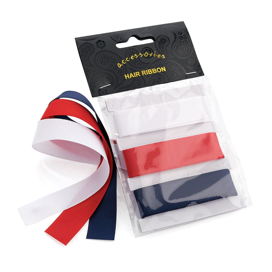 2cm by 100cm Red White Navy Grosgrain Hair Ribbons Hair Ties Bows Bobbles