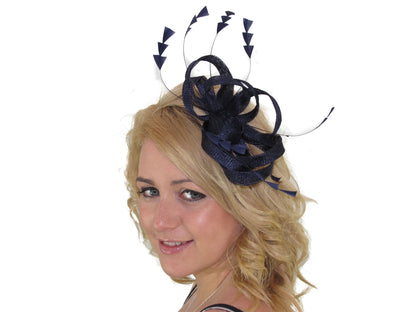 Navy Blue Sinamay Loops Fascinator