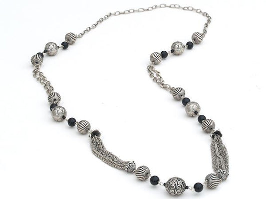 Textured Silver Bead Necklace Fashion Jewellery Ladies Women