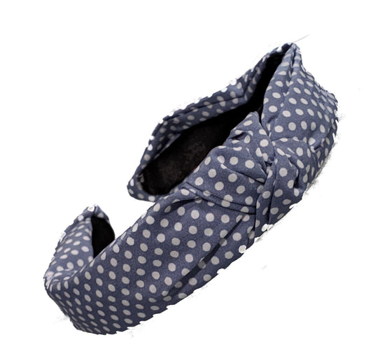 Retro 2.75cm Grey Polka Dot Top Knot Twist Plastic Headband Hair Band