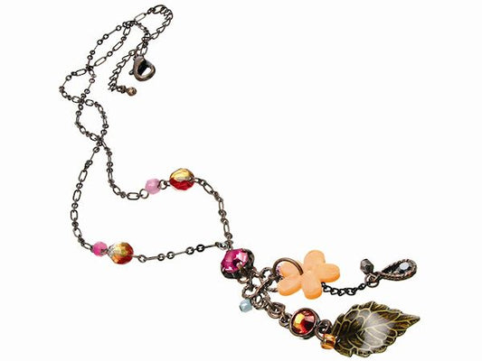 Crystal Peach Flower Necklace Fashion Jewellery Ladies Women