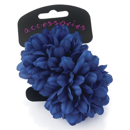 8cm Large Royal Blue Fabric Flower Ponios Donuts Elastics Hair Bands Bobble